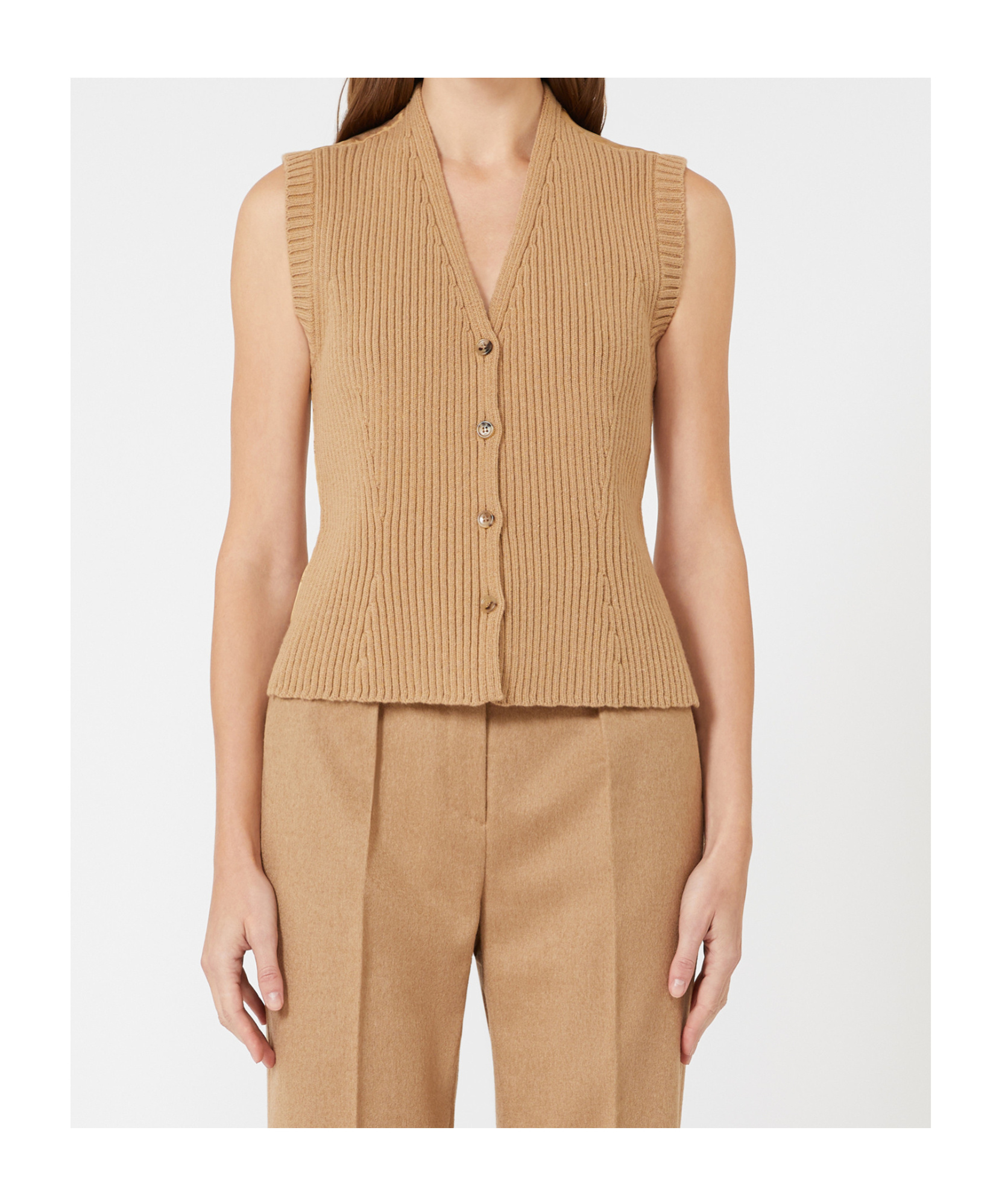 Max Mara Wool And Cashmere Vest In Brown