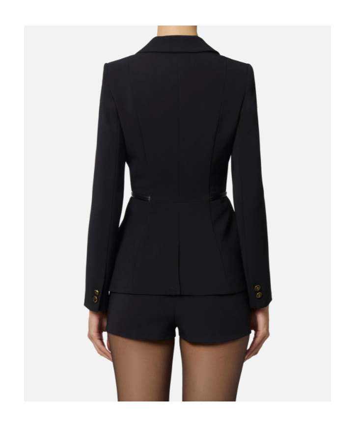 Elisabetta Franchi Double-breasted Zip-detail Blazer In Black