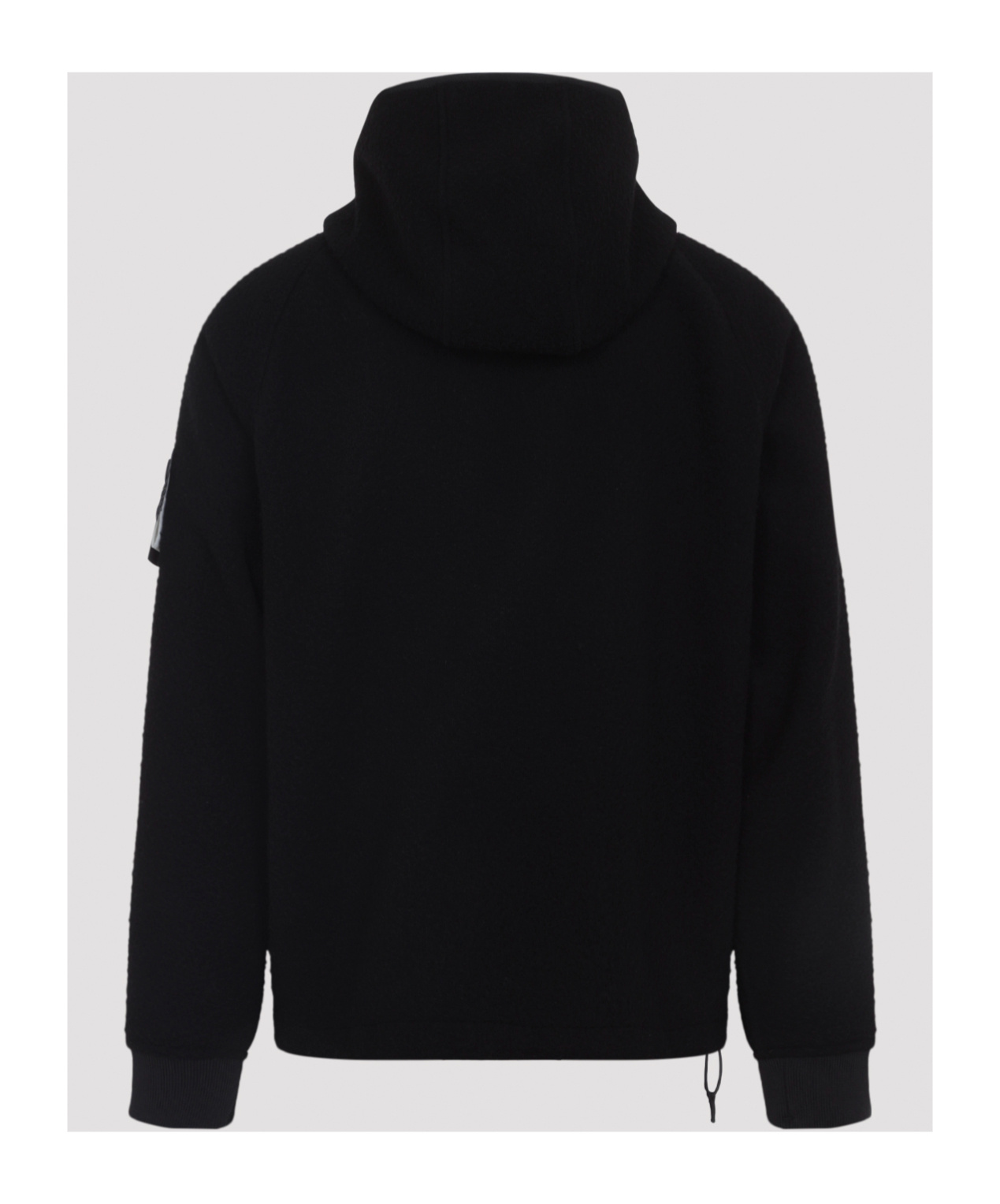 Stone Island Textured Wool Blend Jacket With Hood In Black