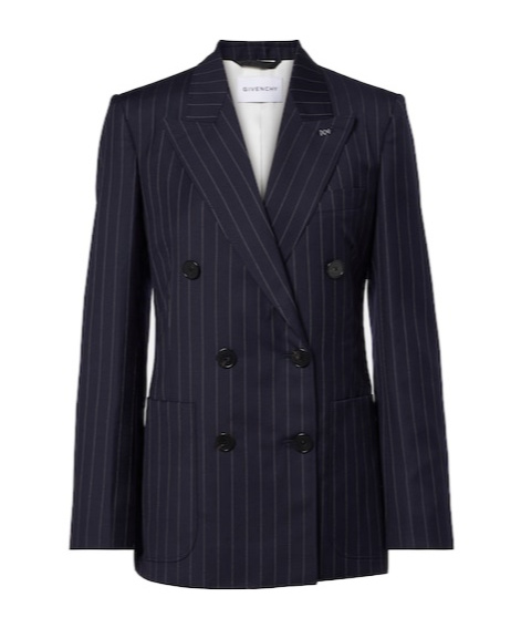 Givenchy Pinstripe Double-breasted Wool Blazer In Black