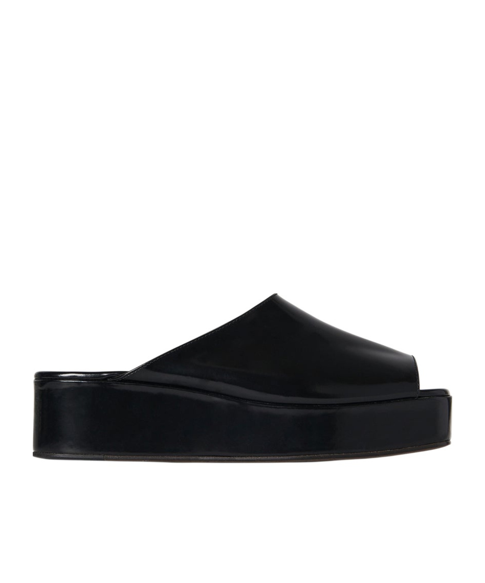 The Row Emi Glossed-leather Platform Slides