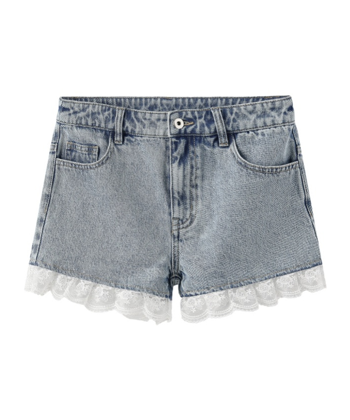 Marissa Chiara Belt Loop Denim Shorts In Blue