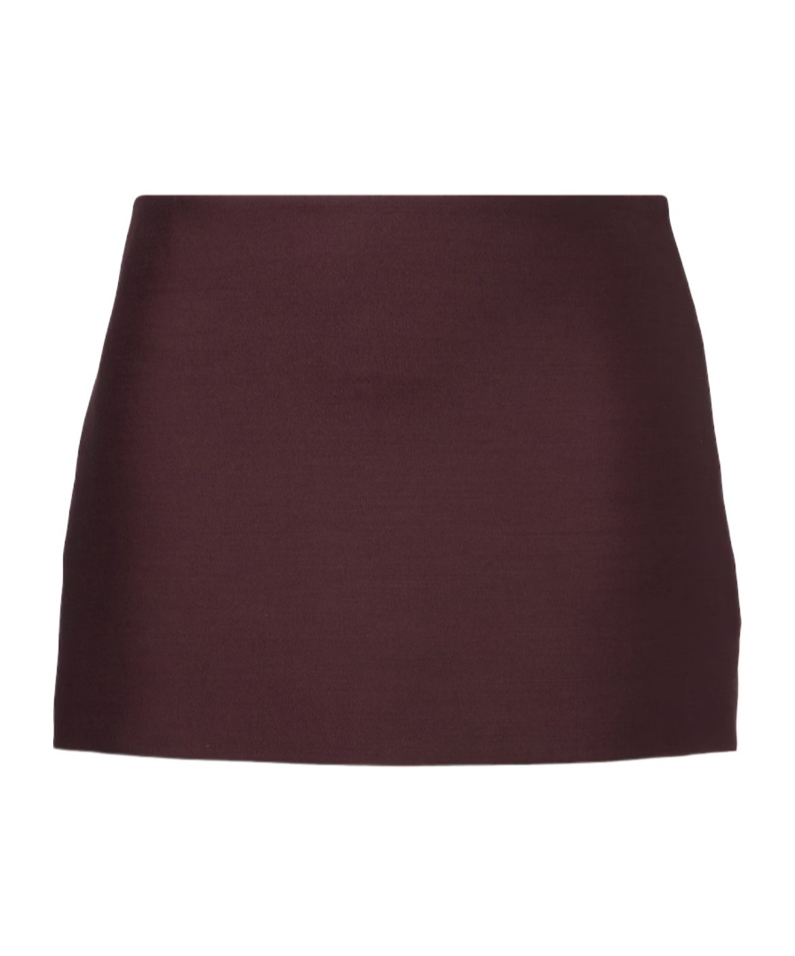 Khaite Jett Wool And Silk Miniskirt In Burgundy
