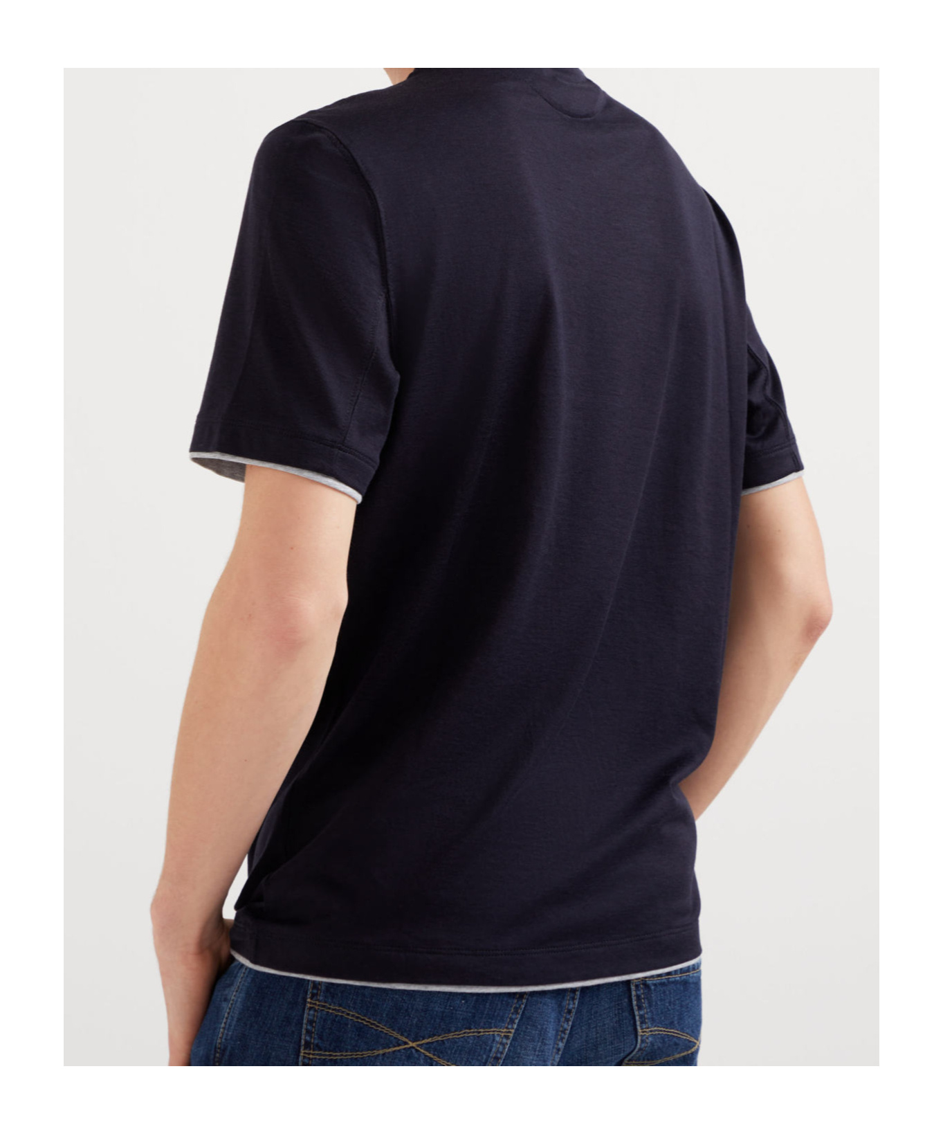 Brunello Cucinelli Contrasting-trim Jersey T-shirt In Black