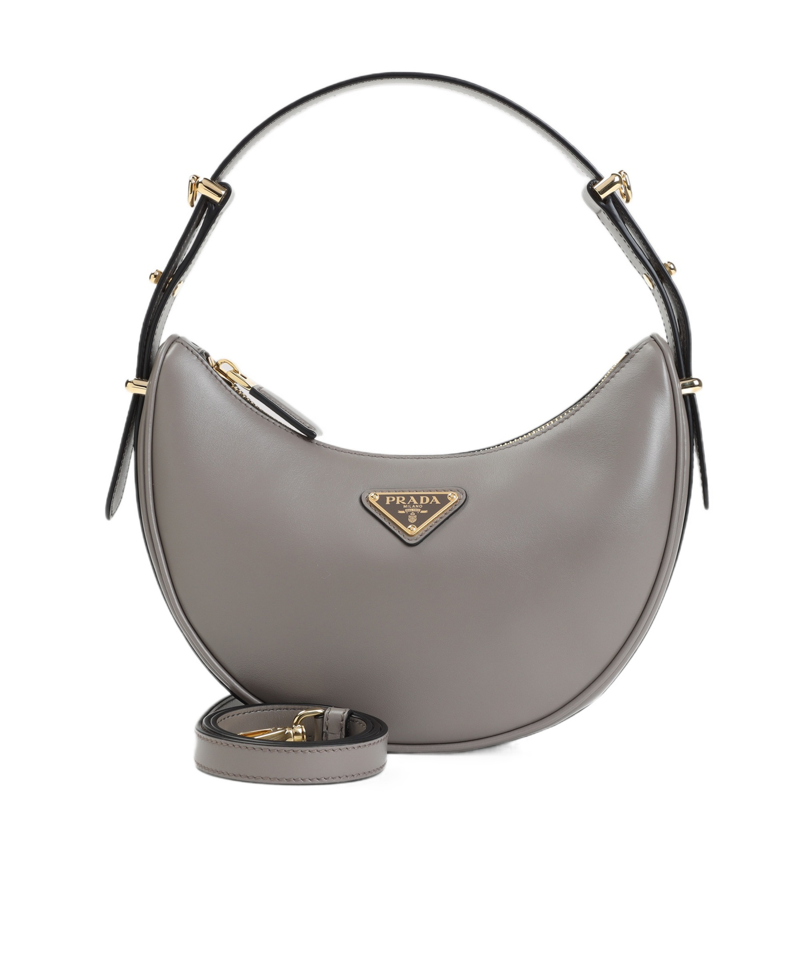 Prada Zippered Shoulder Bag In Gray