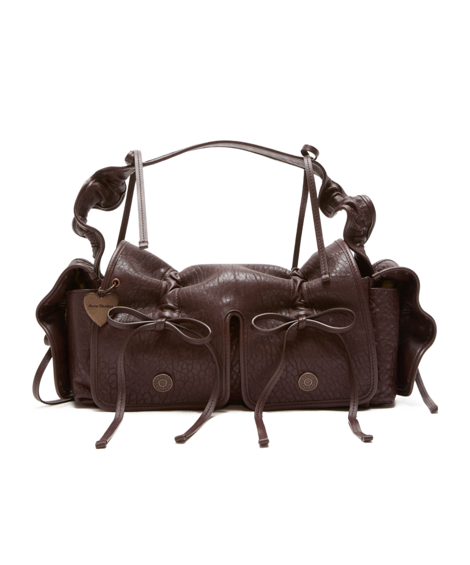 Acne Studios Multi-pocket Leather Shoulder Bag In Brown