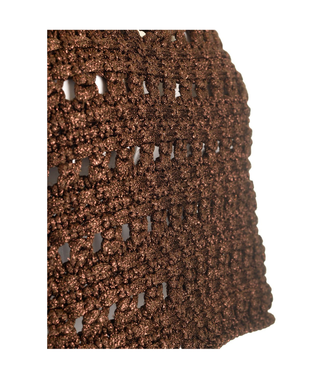 Alanui Viscose Knit Cropped Top Knitwear Brown In Brown