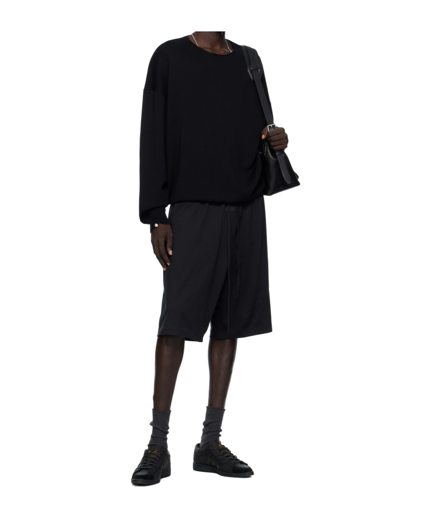 Essentials Embossed Patch Drawstring Shorts In Black