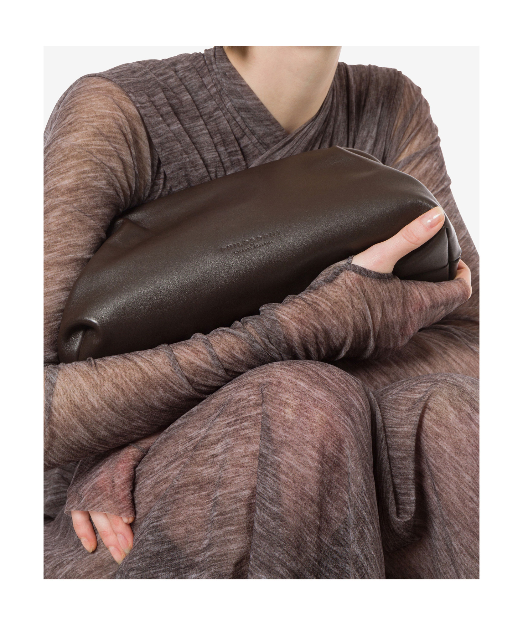Philosophy Di Lorenzo Serafini Lauren Medium Logo Shoulder Bag In Dark Brown