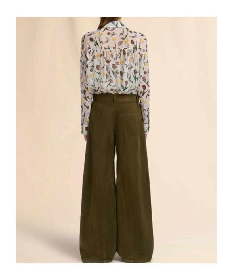 Shop Marni Deep Green Suede Twisted Trousers