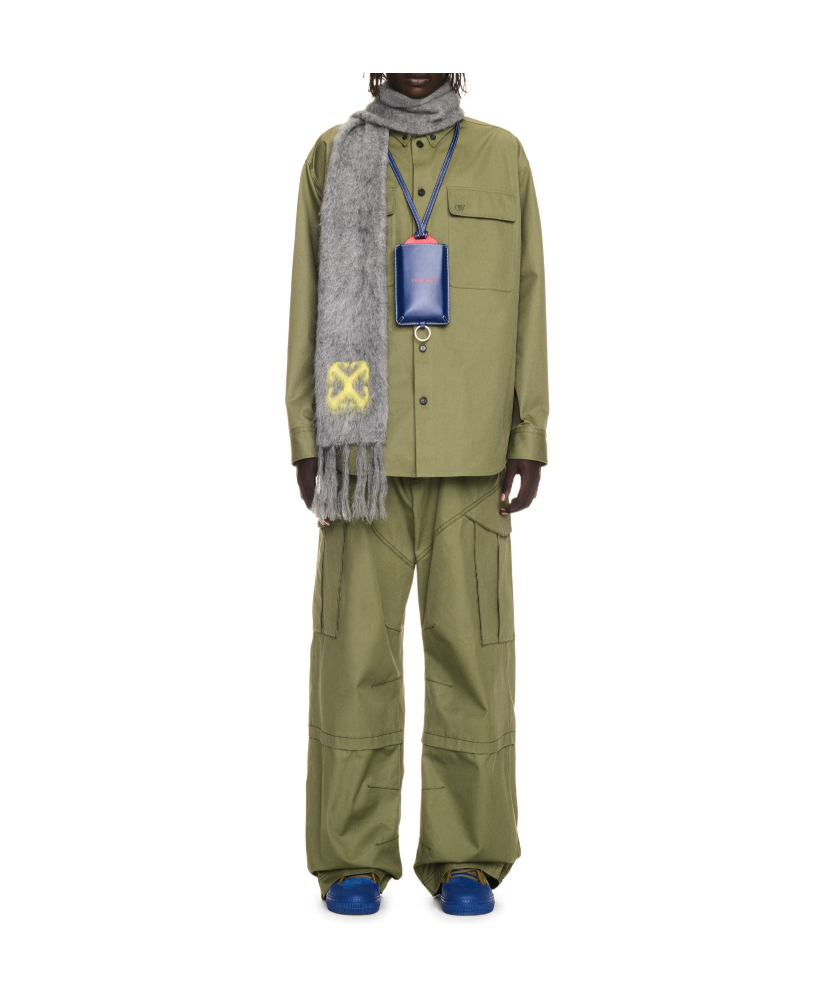 Off-white Embroidered Cargo Straight Trousers In Green