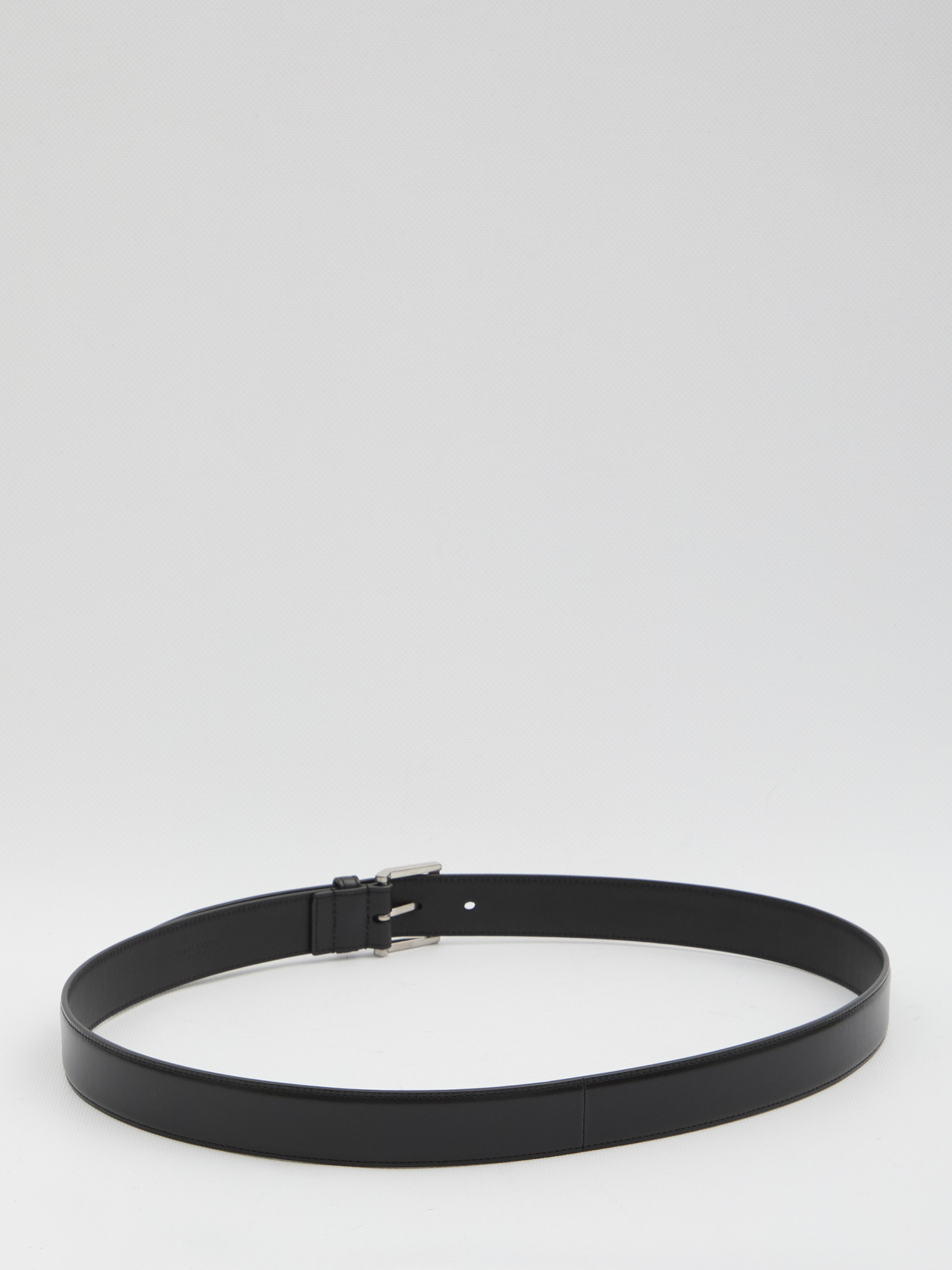 Saint Laurent Square Buckle Leather Belt In Black