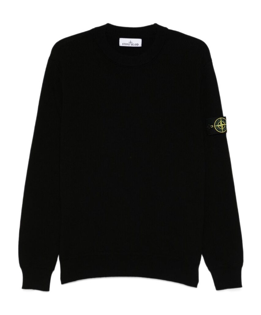 Stone Island Lightweight Wool Crew Neck Pullover In Black