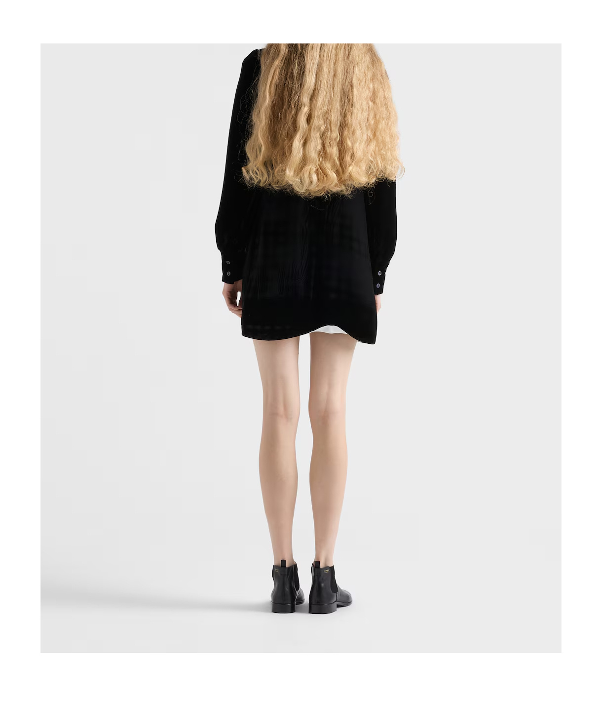 Prada Collared Mini Dress In Black