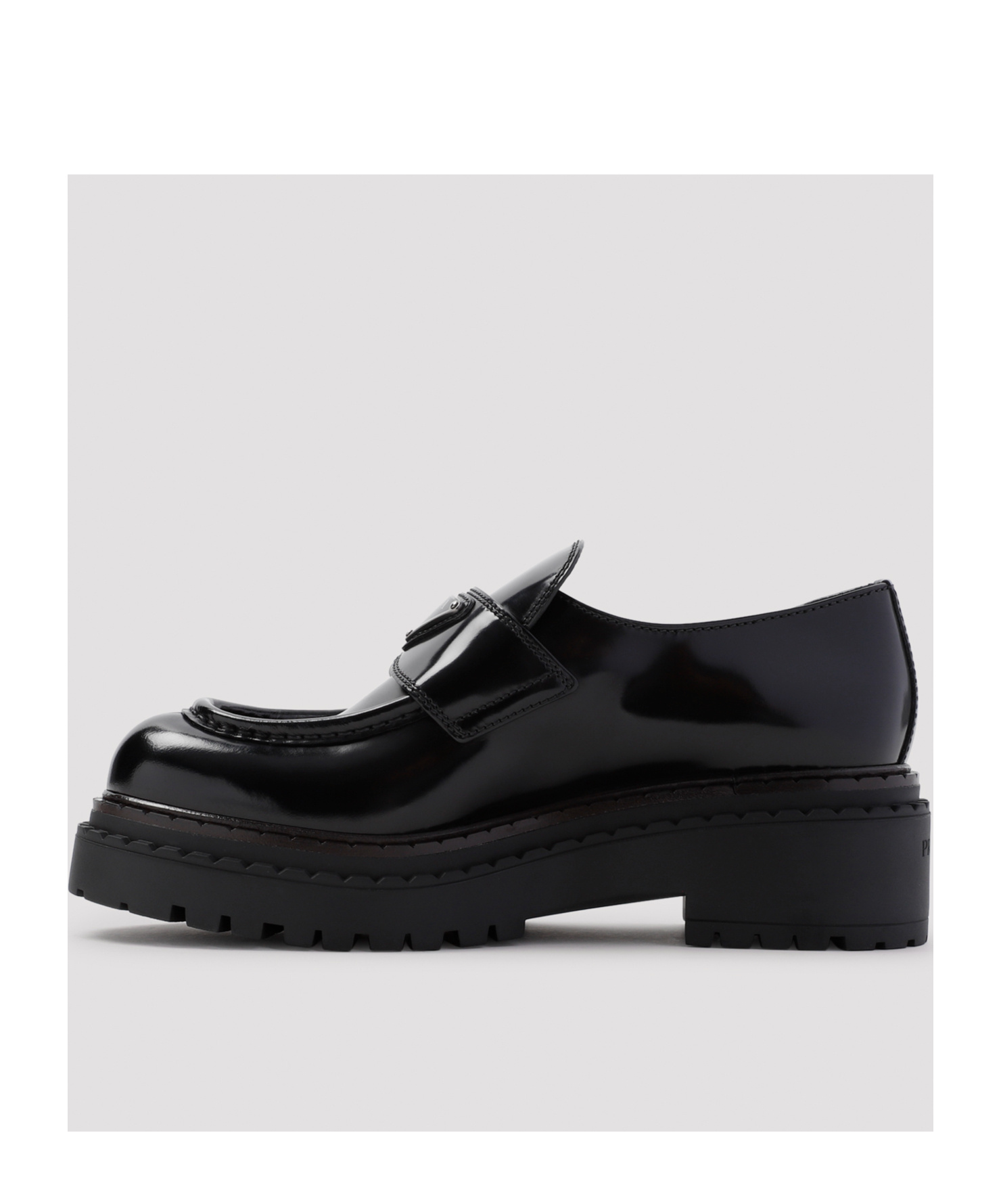 Prada Chocolate Calfskin Platform Loafers In Black