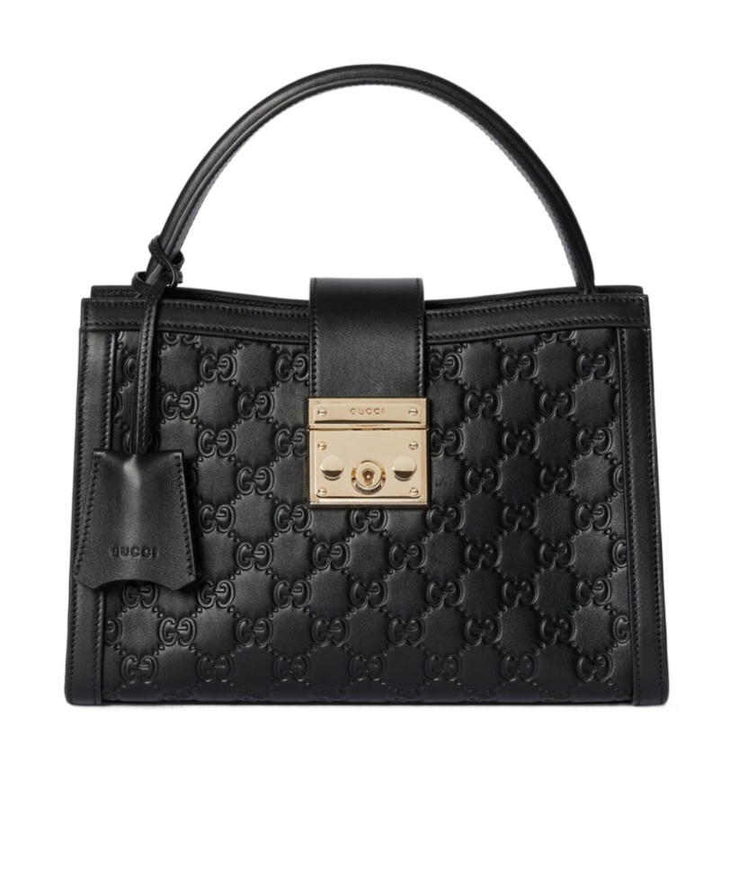 Gucci Padlock Medium Top Handle Bag In Black