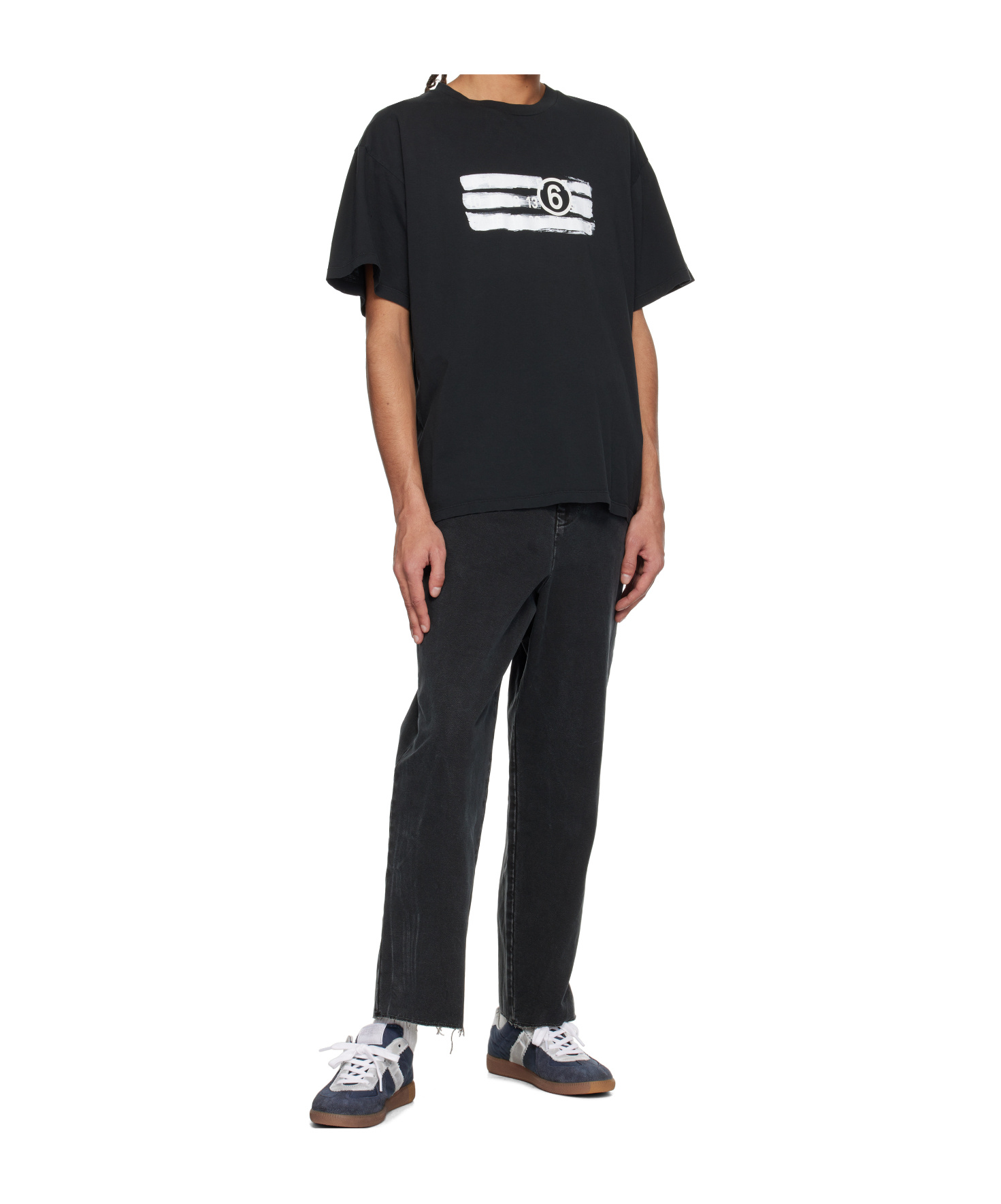 Mm6 Maison Margiela Black Faded Jeans In Black