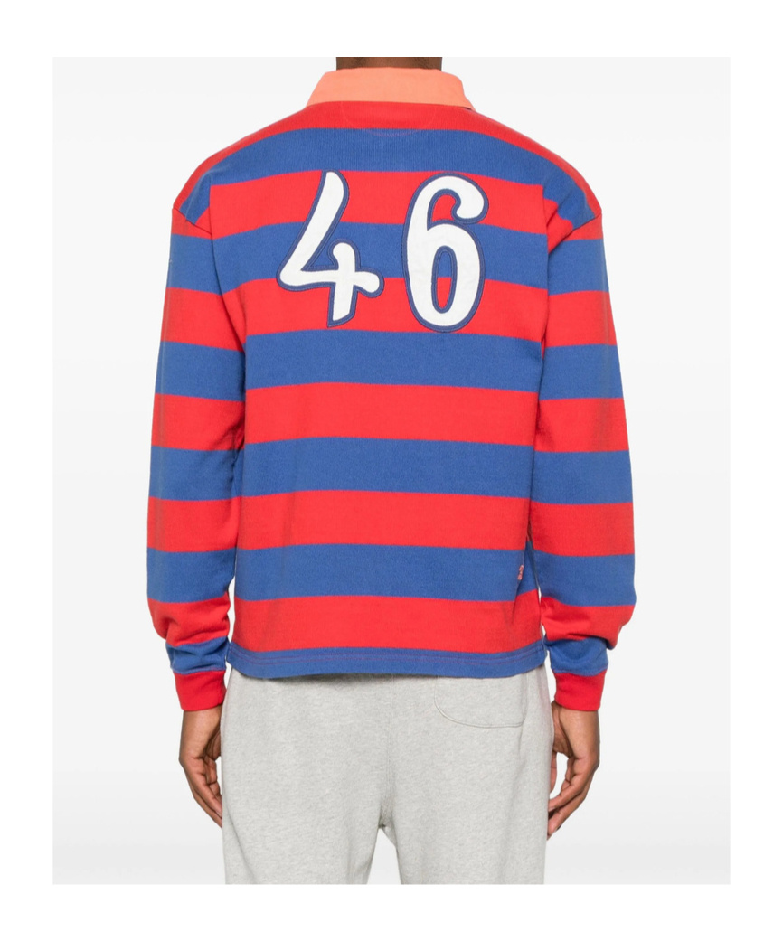 Bode Striped Cotton Polo Shirt In Red