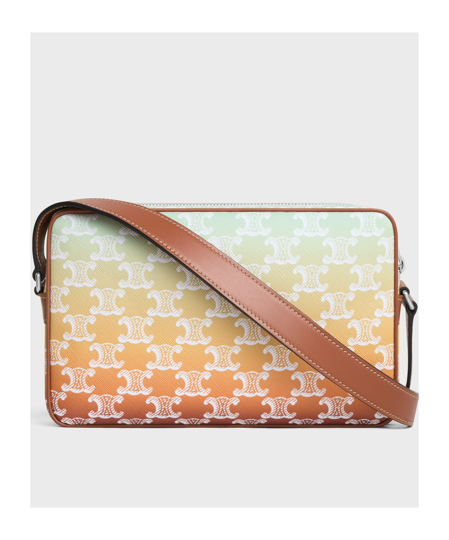 Celine Sunset Canvas And Calfskin Medium Shoulder Bag In Multicolor