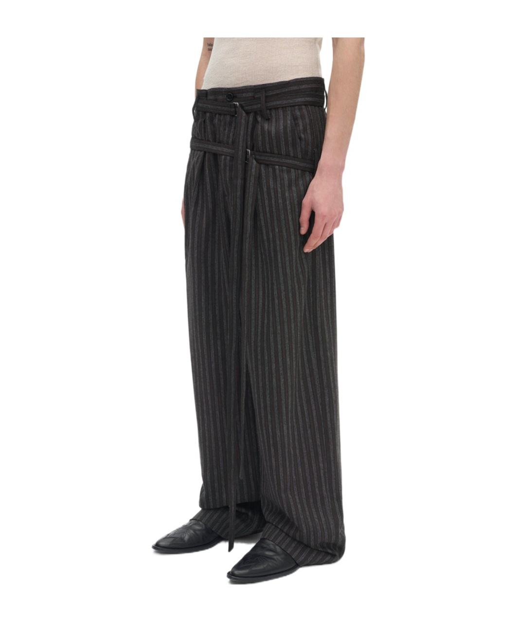 Ann Demeulemeester Woubrecht High Comfort Double Belted Trousers In Black
