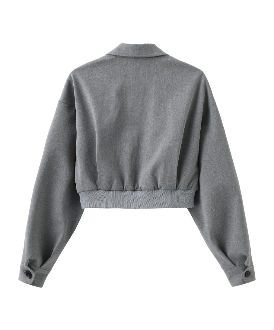 Marissa Chiara Long-sleeved Lapel Casual Jacket In Gray