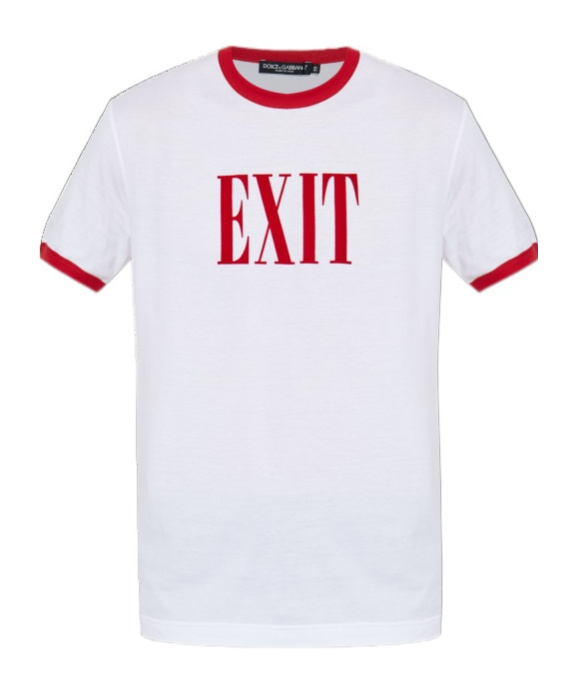 Dolce & Gabbana Graphic Print Crew Neck T-shirt With Contrast Trim In White