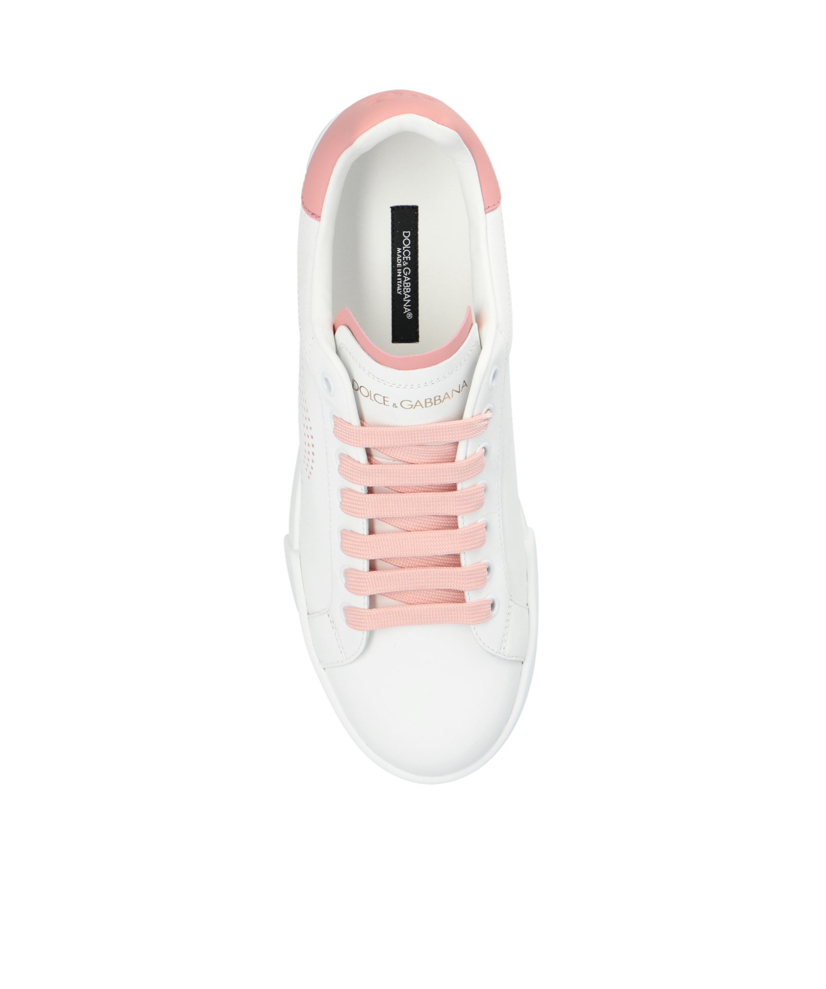 Dolce & Gabbana Portofino Low-top Leather Sneakers With Lateral Monogram In Pink
