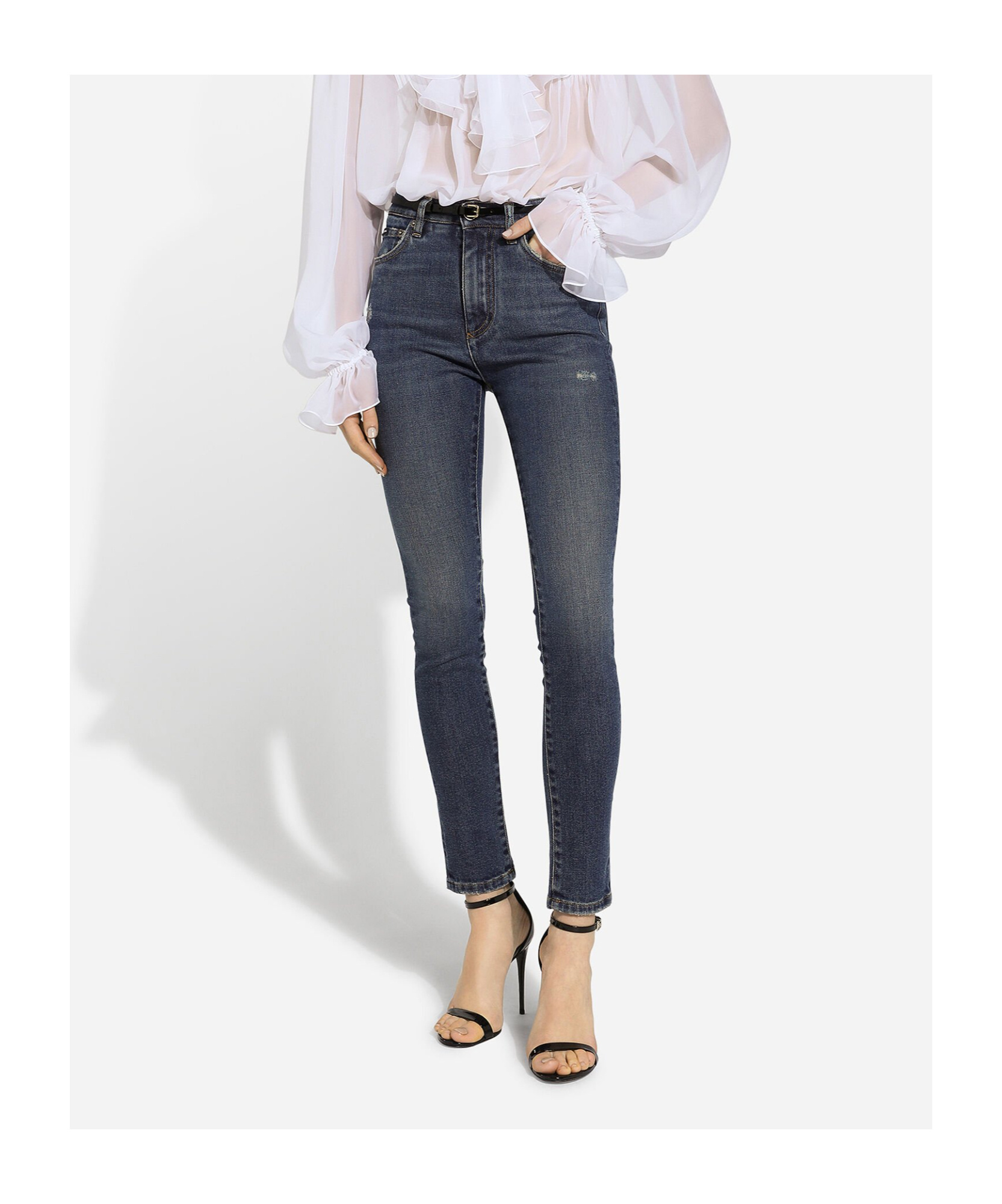 Dolce & Gabbana Skinny Cotton Denim Audrey Jeans In Black