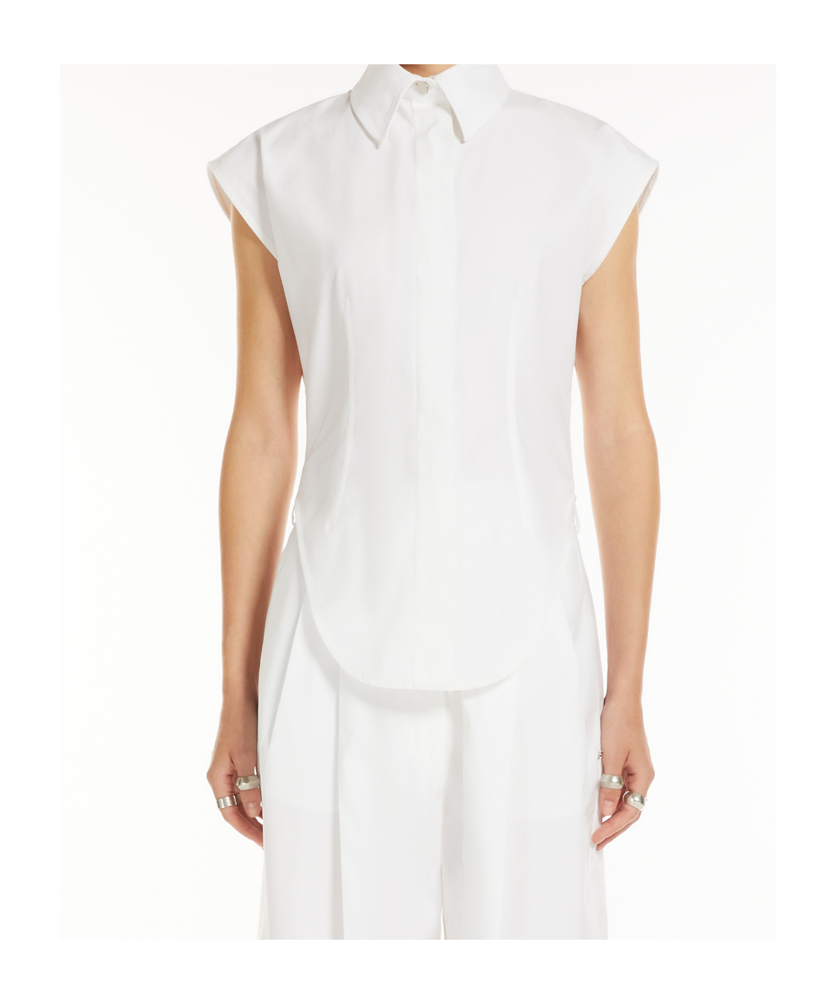 Sportmax Sleeveless Shirt In Pure Cotton In White