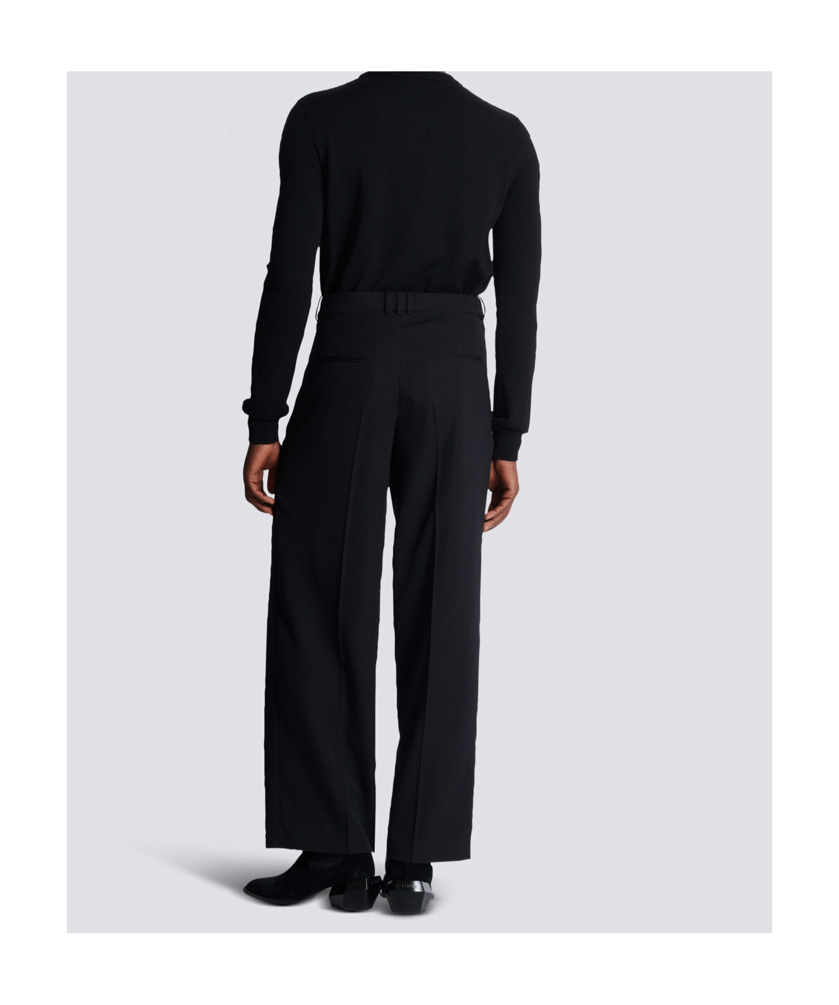 Balmain Straight Leg Pleated Pants With Pockets And Belt Loops In Black
