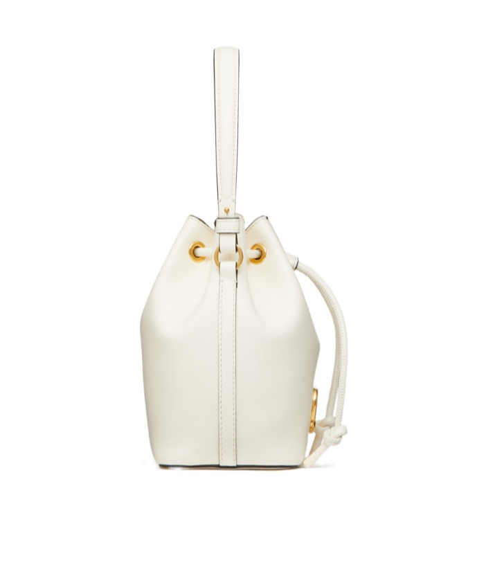 Valentino Vlogo Bucket Bag Contrast Trim In White