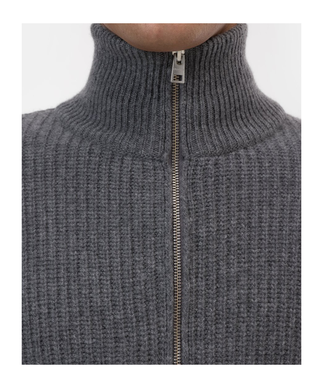 Closed Zipped-up Knit Cardigan In Gray