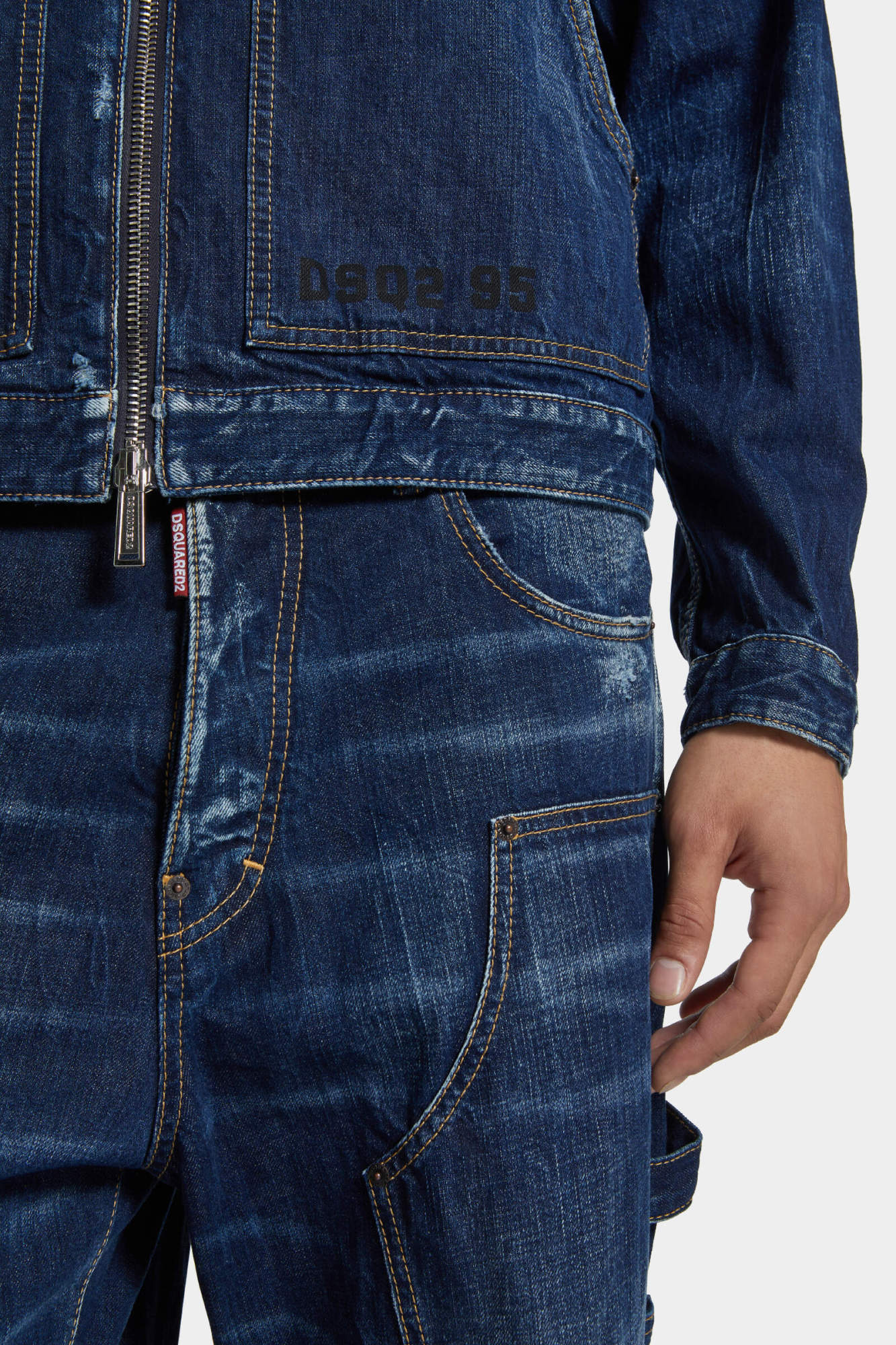 Dsquared2 Zippered Denim Jacket In Blue