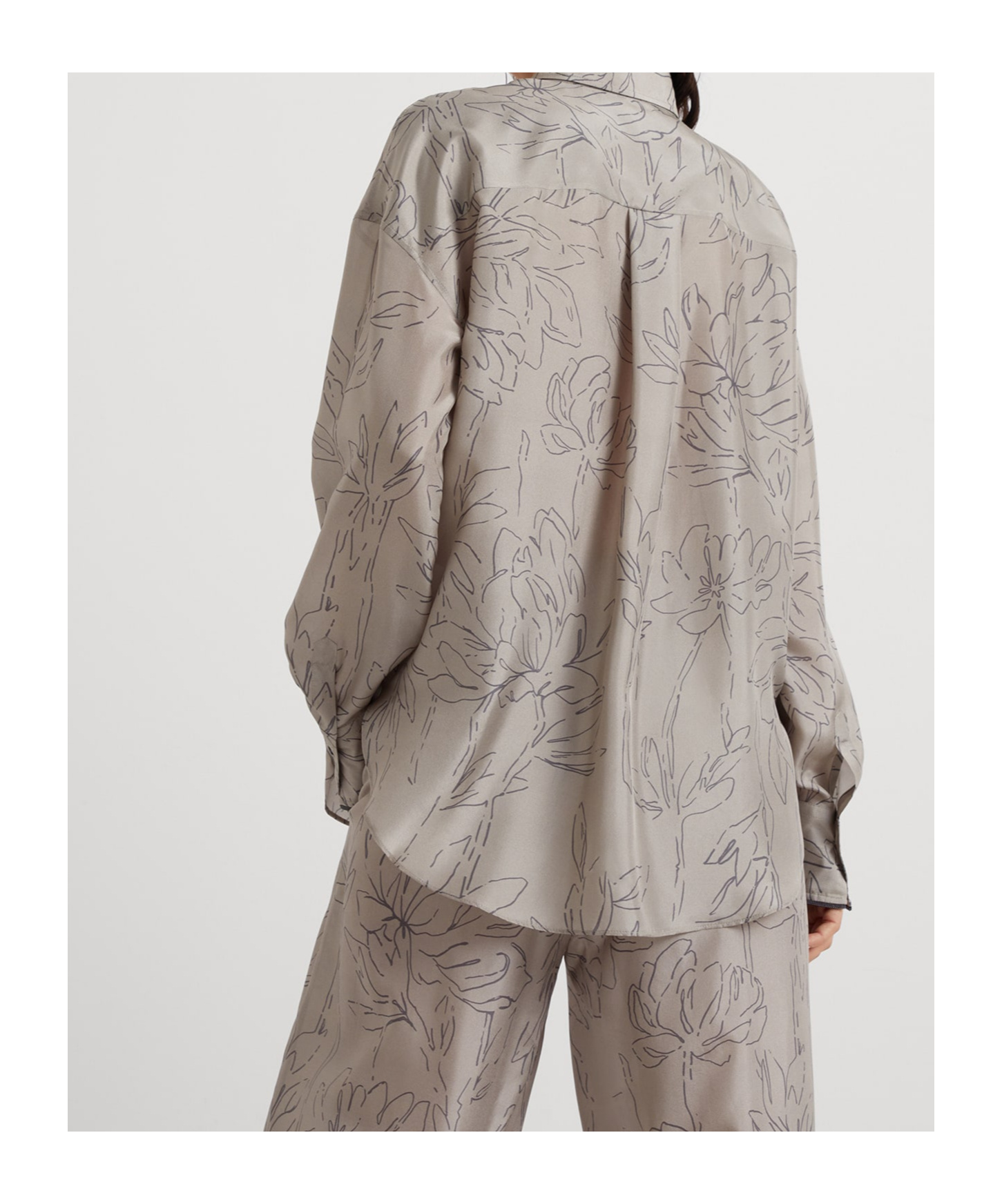 Brunello Cucinelli Leaf-print Silk Blouse