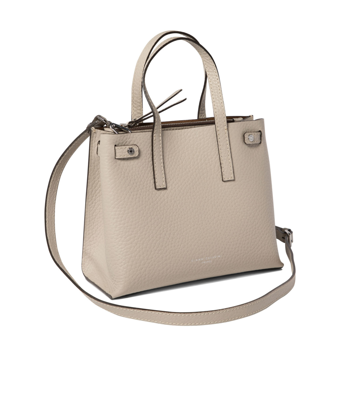 Gianni Chiarini Double Handle Shoulder Bag In Nude
