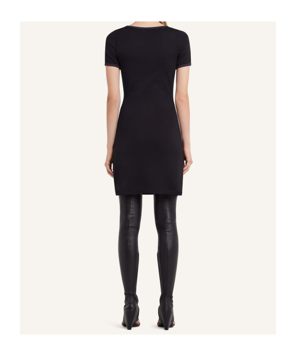 Courrèges Cotton Short Sleeves Mini Dress In Black