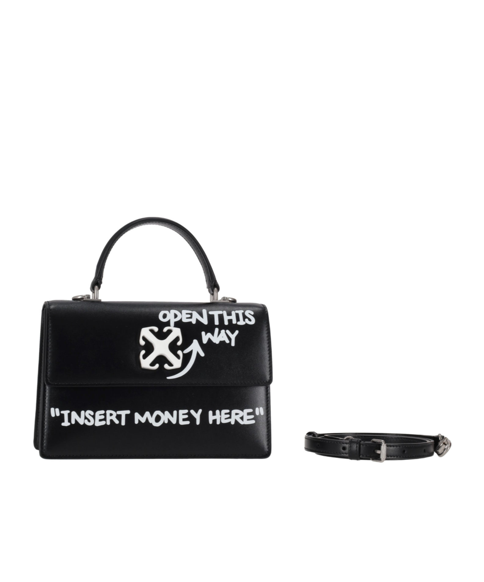 Off-white Jitney 1.4 Handbag With Lettering In Black