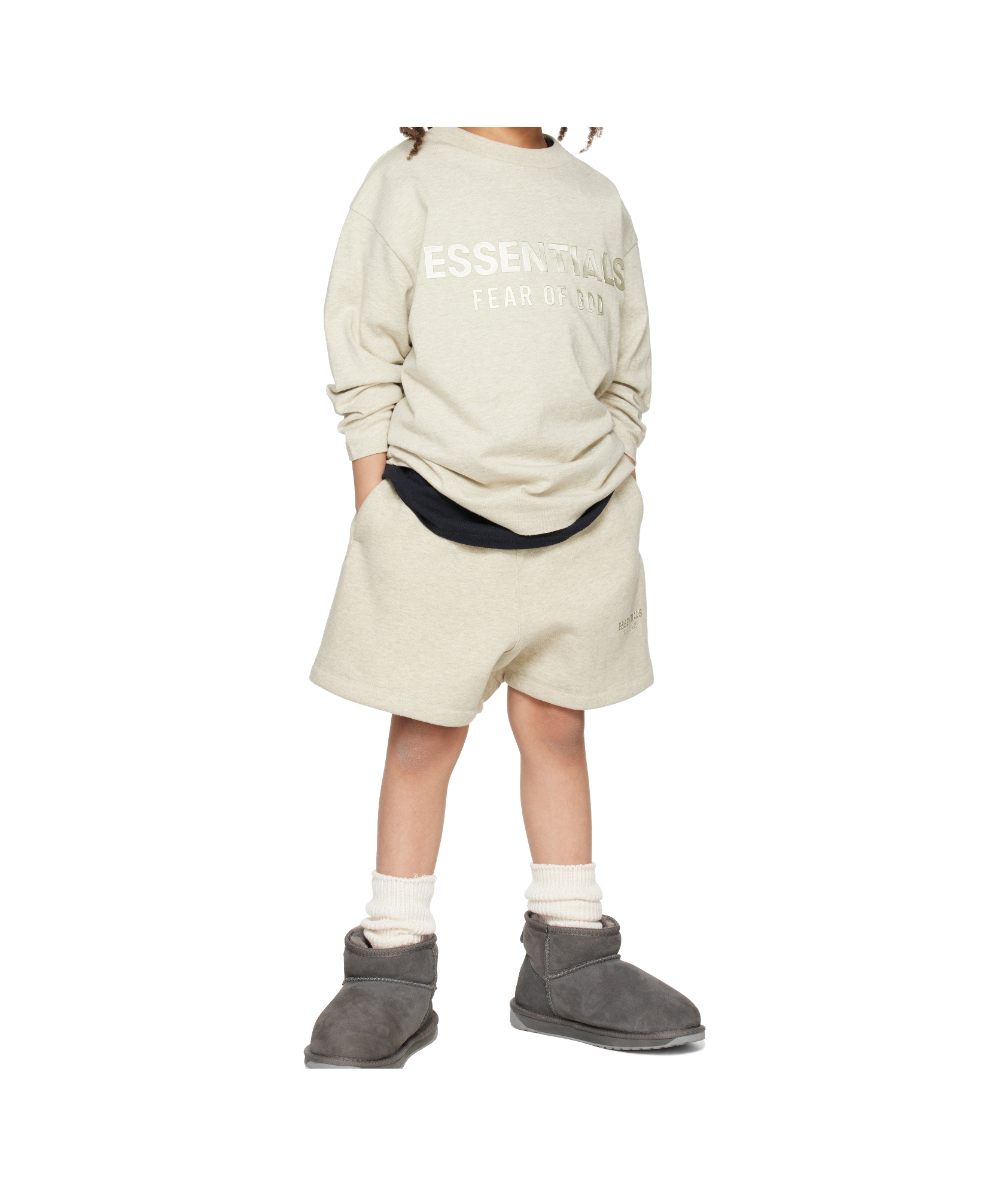 Essentials Kids Beige Classic Long Sleeve T-shirt In Neutral