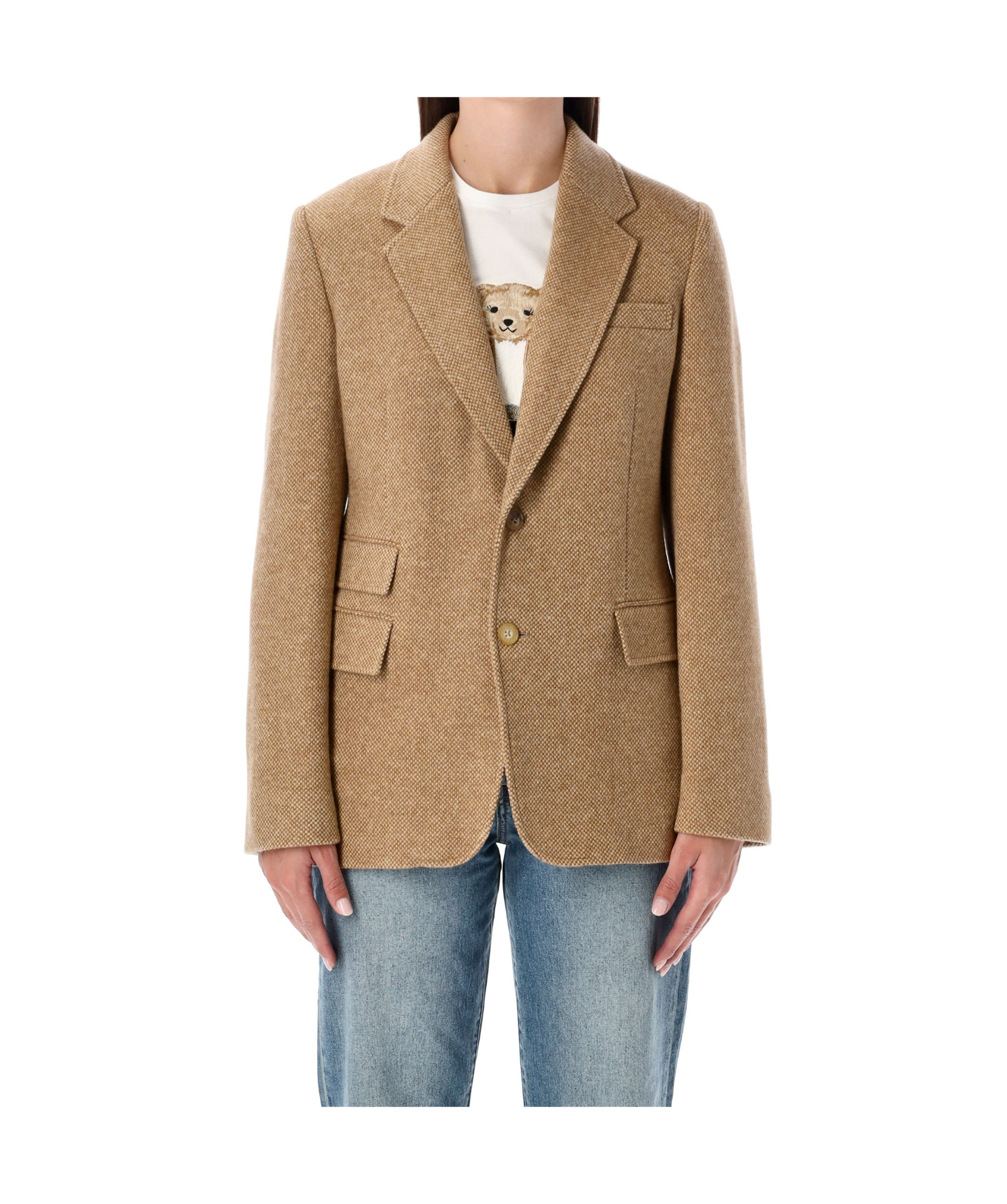 Ralph Lauren Collection Eli Basket-weave Tweed Jacket In Brown