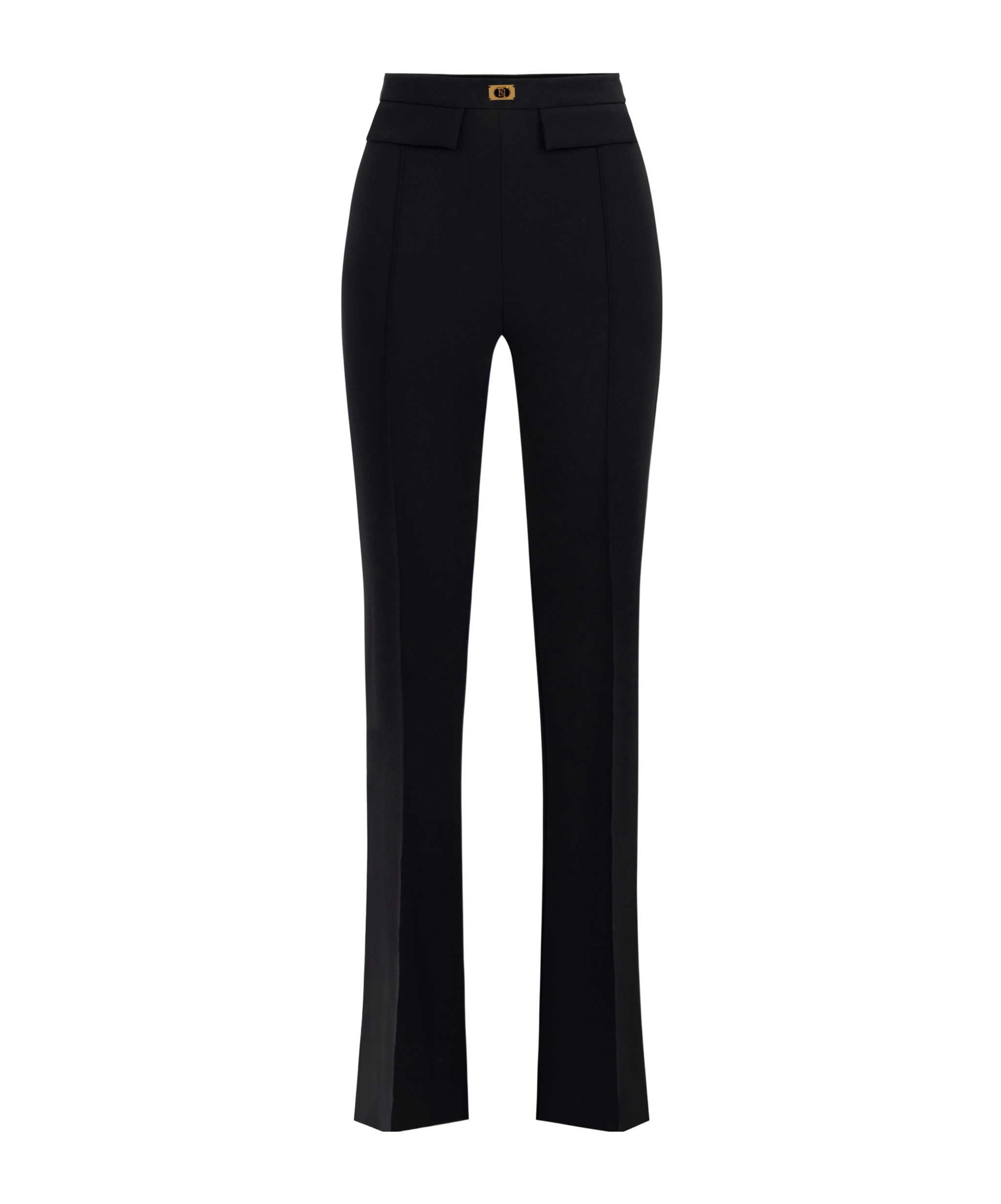 Elisabetta Franchi Crepe-textured Palazzo Pants In Black
