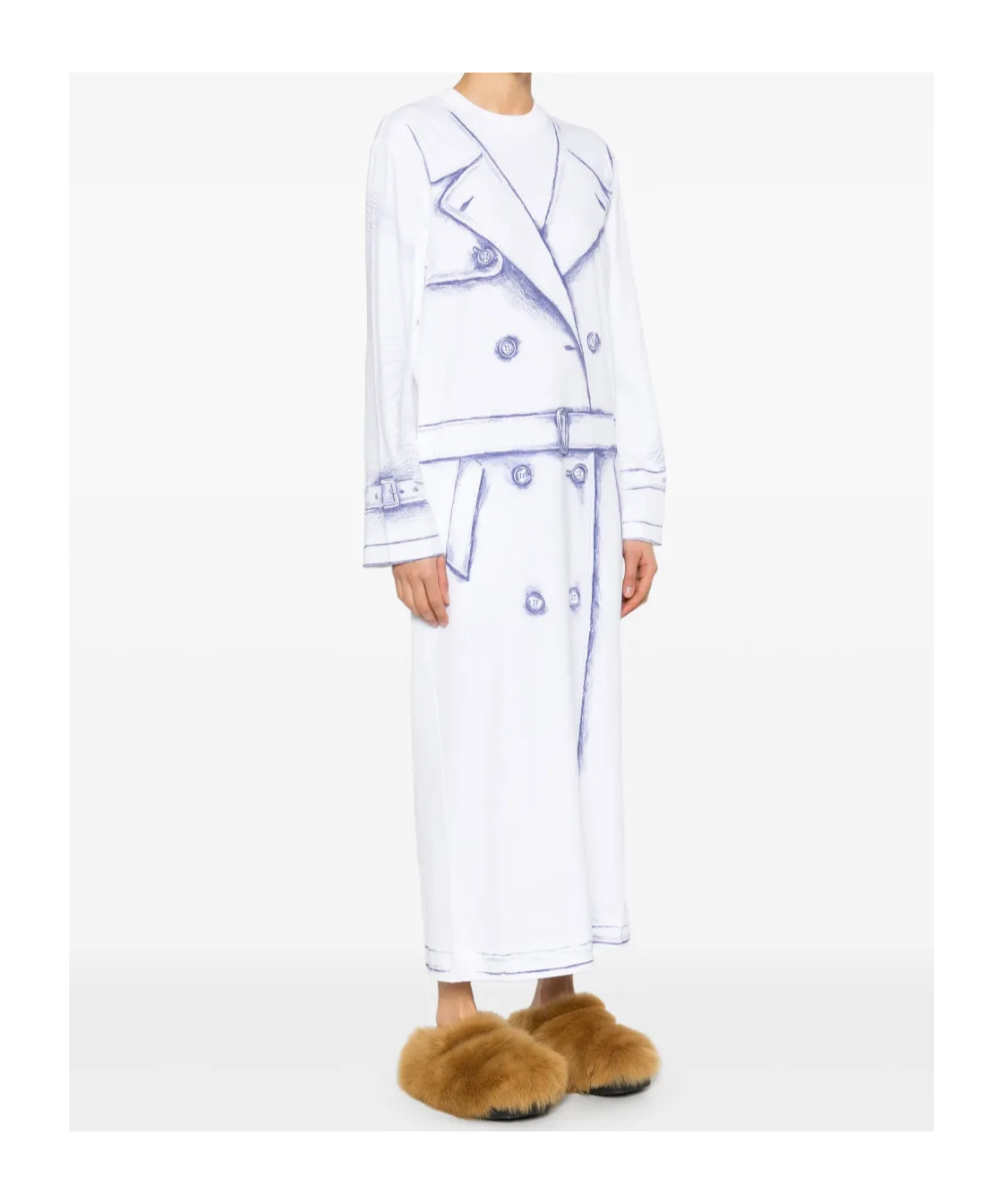 Moschino Long-sleeved Slit Detailed Dress In White