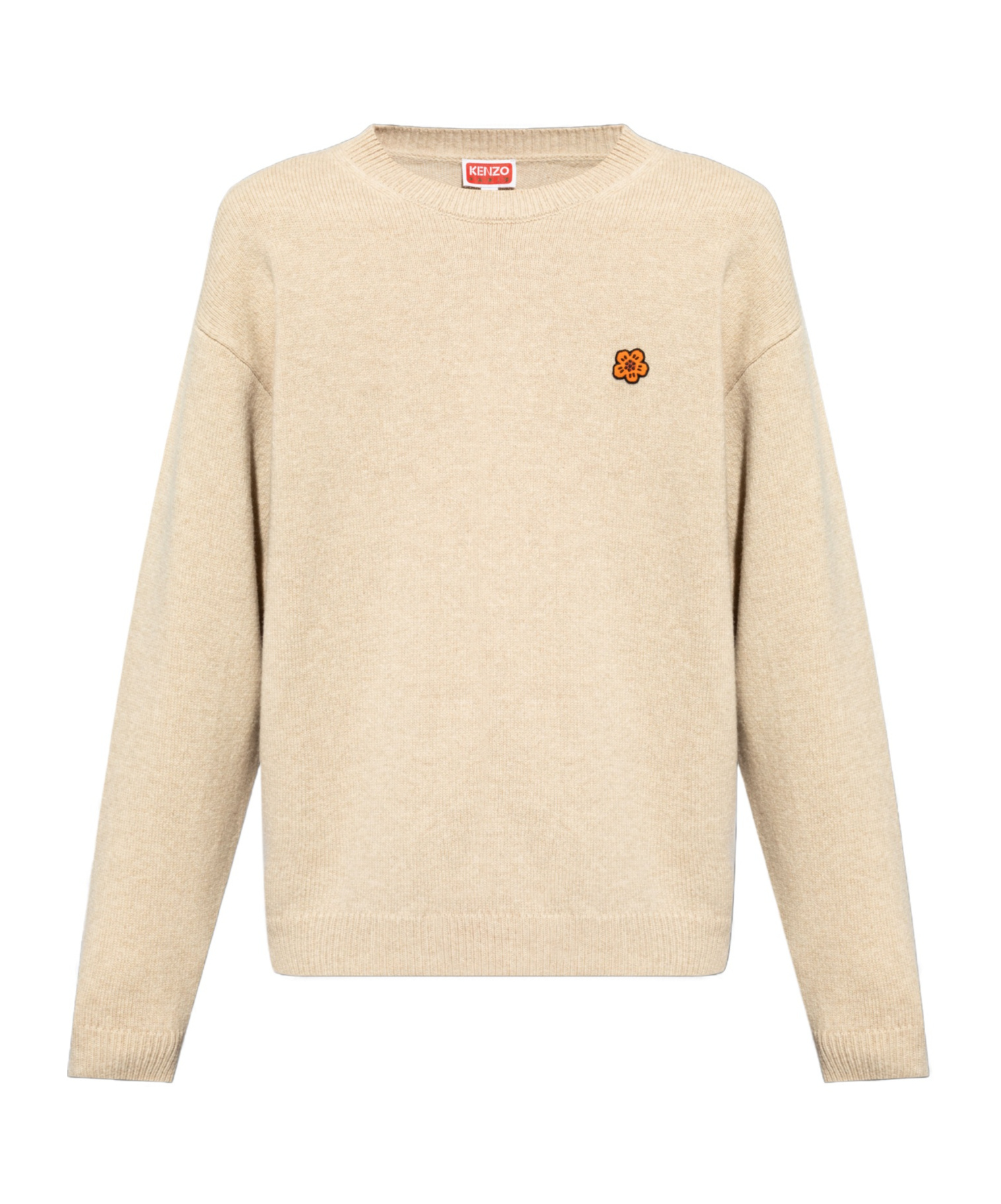 Kenzo Boke Flower-appliqué Wool Jumper In Nude
