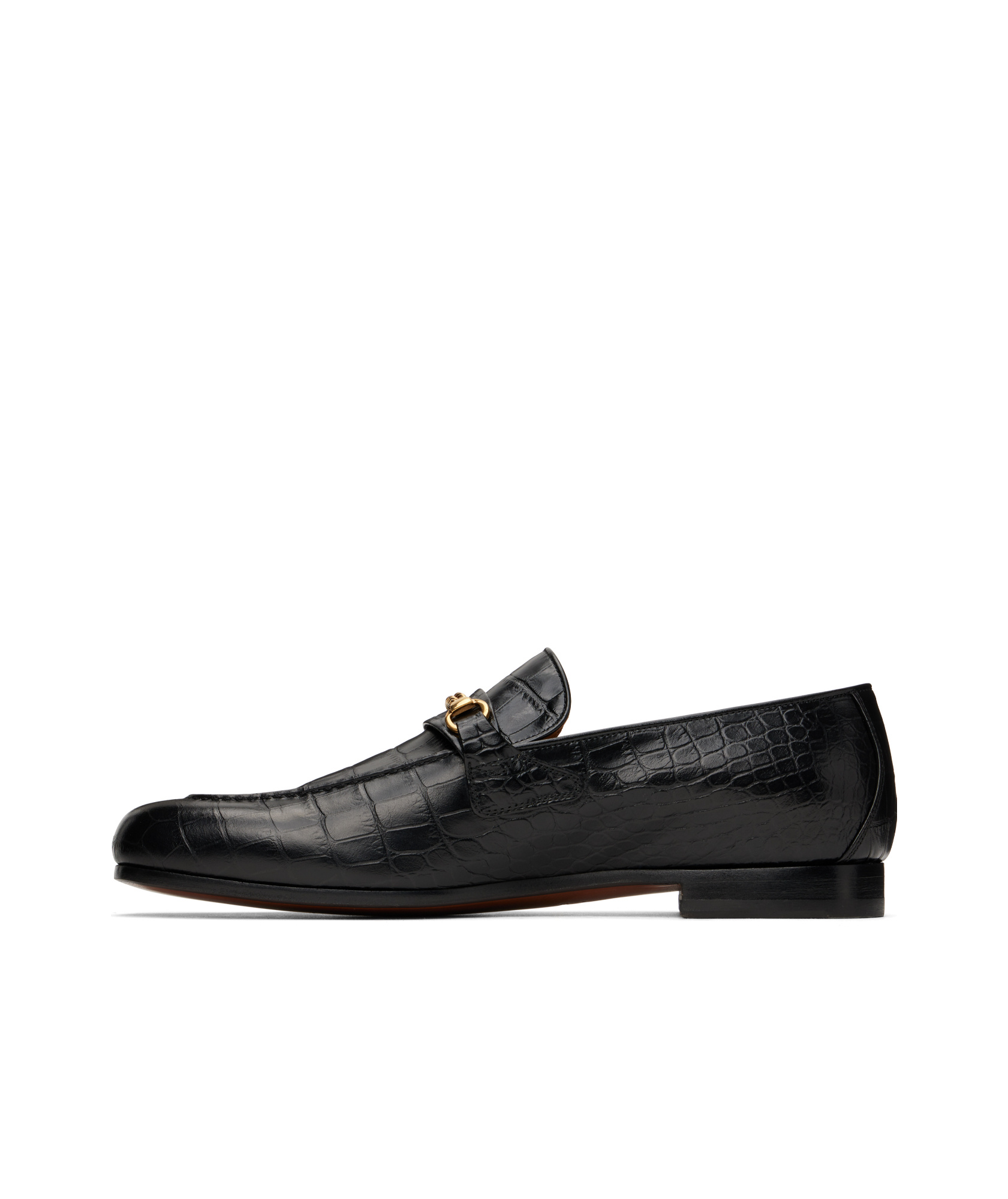 Tom Ford Black Printed Croc Bailey Chain Loafers