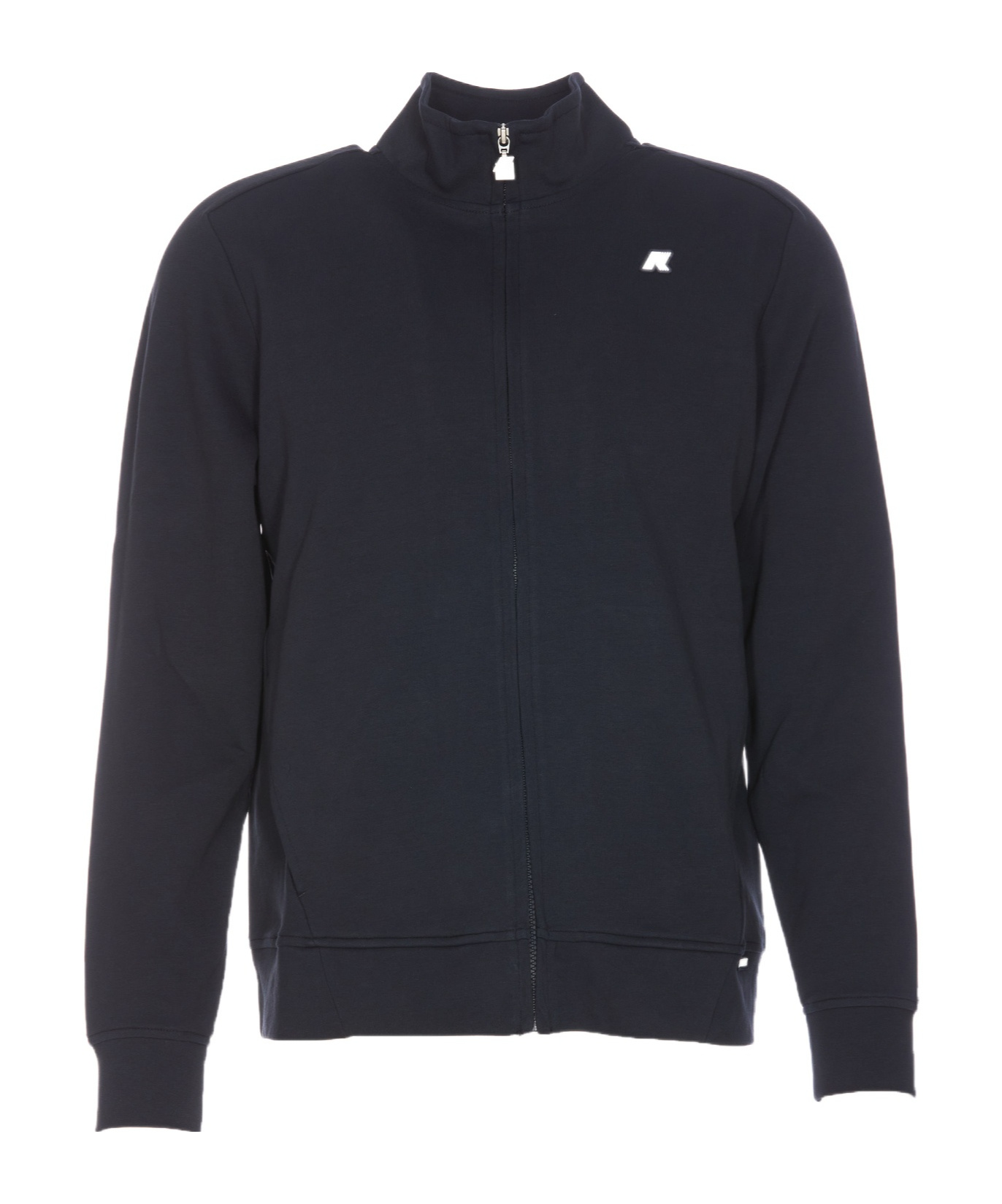 K-way Short High Neck Ribbed Cuffs Jacket In Blue