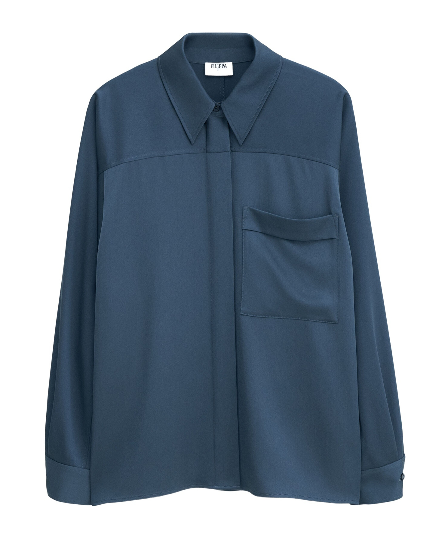 Filippa K Shiny Pocket Blouse In Blue