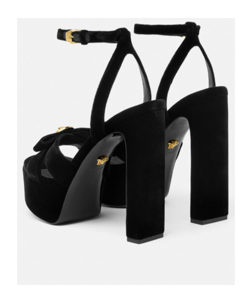 VERSACE 140MM GIANNI RIBBON VELVET SANDALS