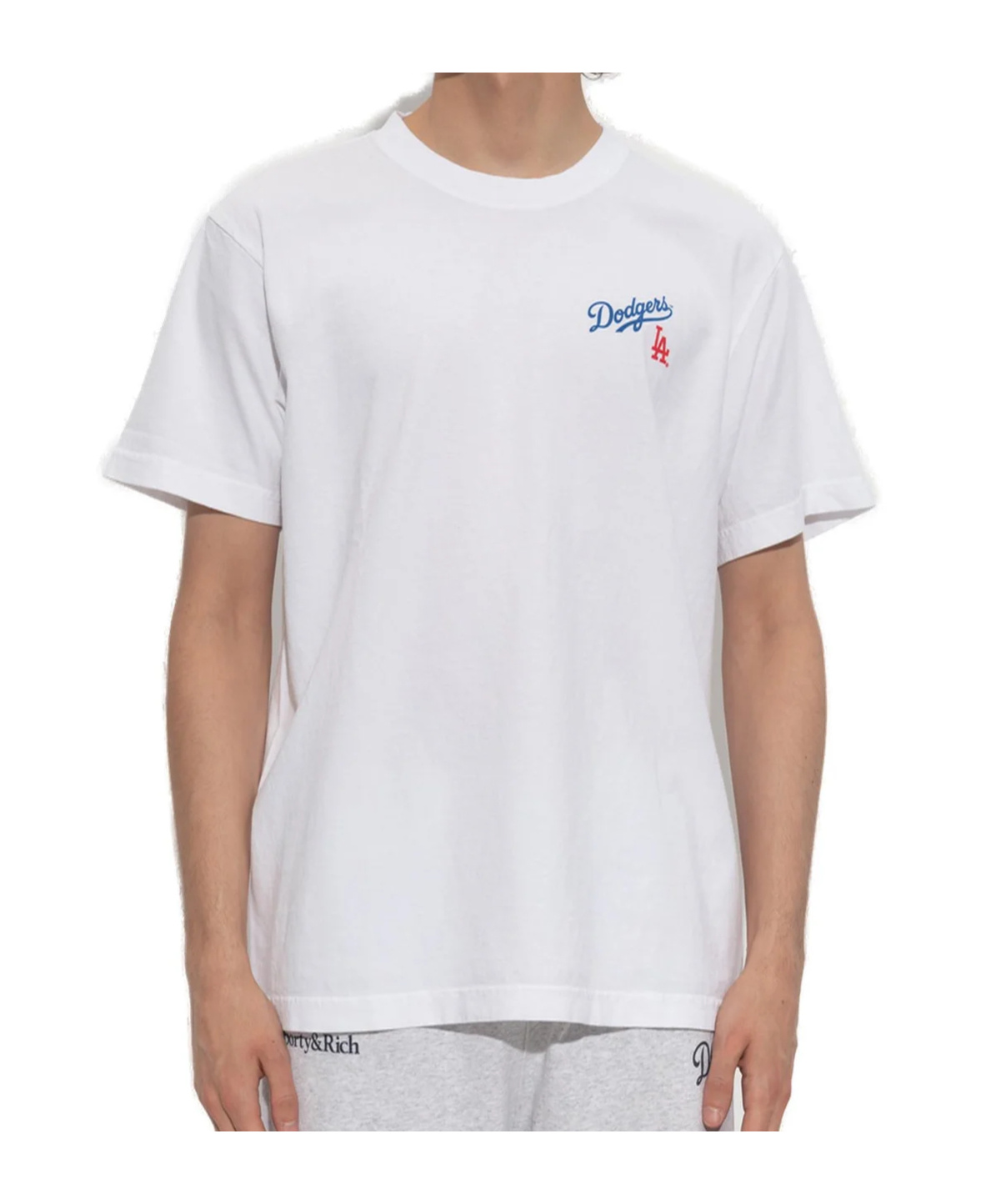 Sporty And Rich Womens White Dodgers Serif Round-neck Cotton-jersey T-shirt In White