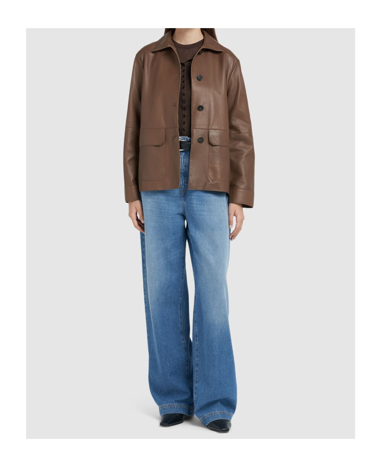 Weekend Max Mara Long-sleeved Leather Jacket