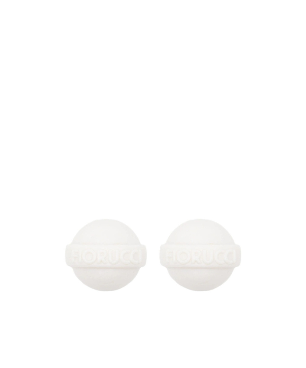 Fiorucci Logo Embossed Clip Earrings In White