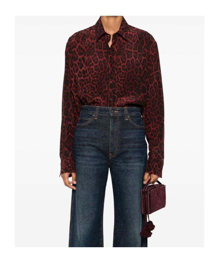 Stella Mccartney Leopard-print Buttoned Shirt In Brown
